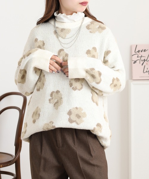 mitis（ミティス） ニット セーター フラワー柄モヘアニットプル