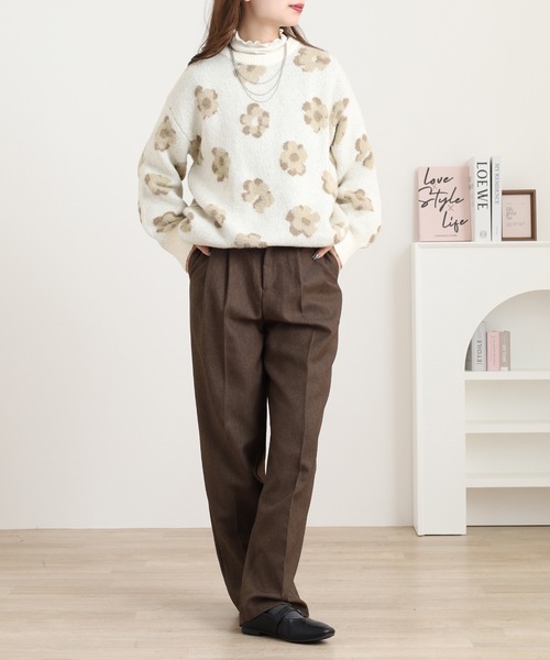 mitis（ミティス） ニット セーター フラワー柄モヘアニットプル