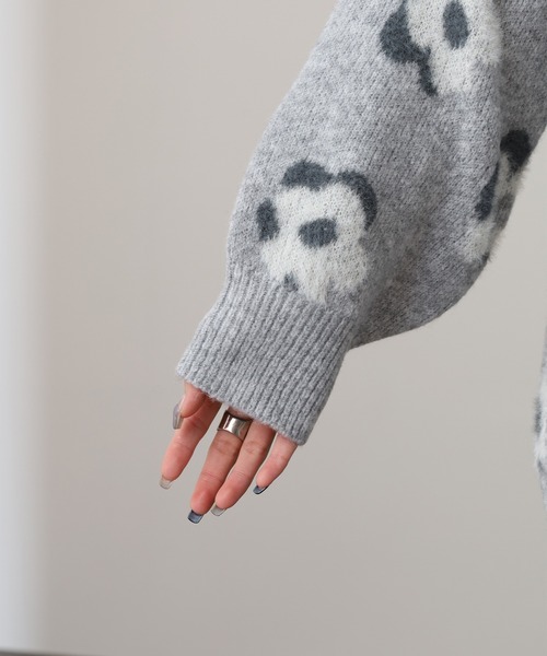 mitis（ミティス） ニット セーター フラワー柄モヘアニットプル