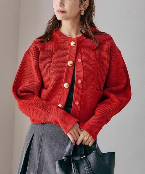カーディガン BIGボタンニットカーディガン レディース : ZOZOTOWN