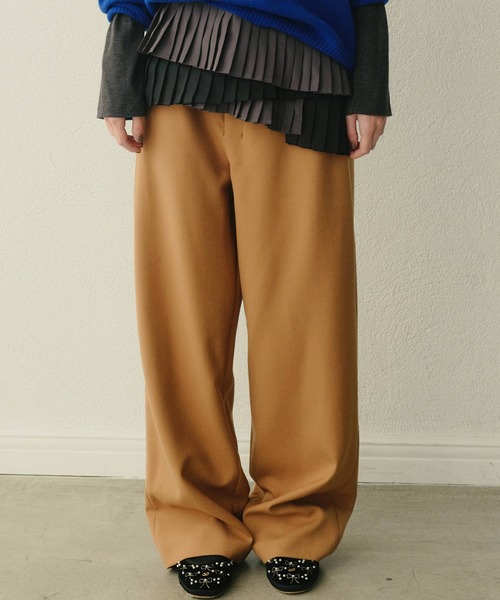 LE CIEL BLEU（ルシェルブルー） パンツ リラックスウールダブルクロス