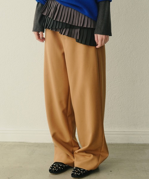 LE CIEL BLEU（ルシェルブルー） パンツ リラックスウールダブルクロス