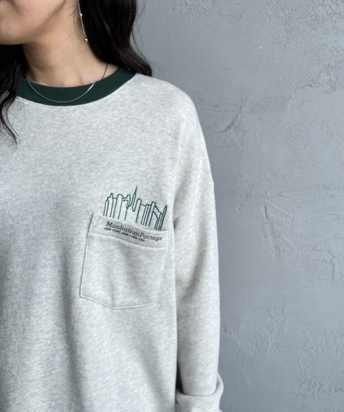 「Manhattan Portage」 スウェットカットソー L ネイビー レディース_画像8