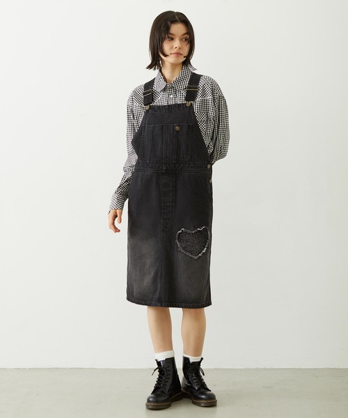 サロペット・オーバーオール・オールインワン KINCHAKU salopette / black fofofofa MILKFED.（ミルクフェド） サロペット オーバーオール PATCH SALOPETTE