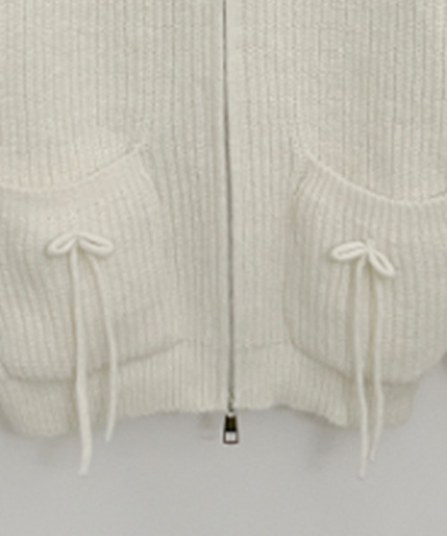 ニット セーター ファー付きフード ダブルジップ ニットカーディガン