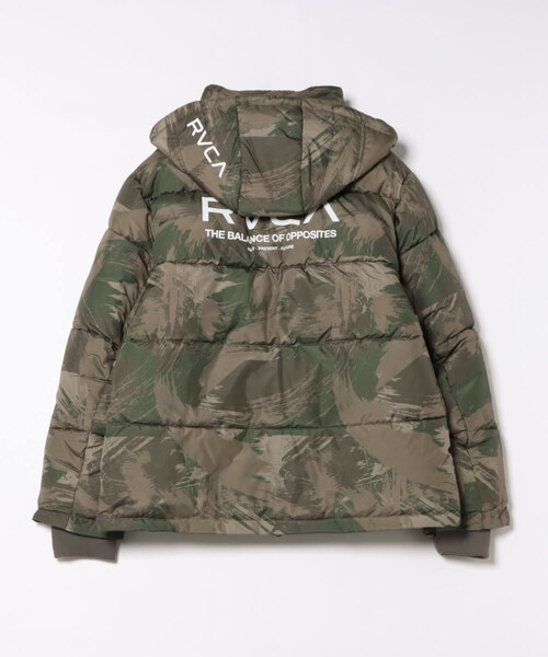 RVCA ダウンジャケット　カモフラージュ フード付き RVCA カモフラージュ ダウンジャケット - メルカリ