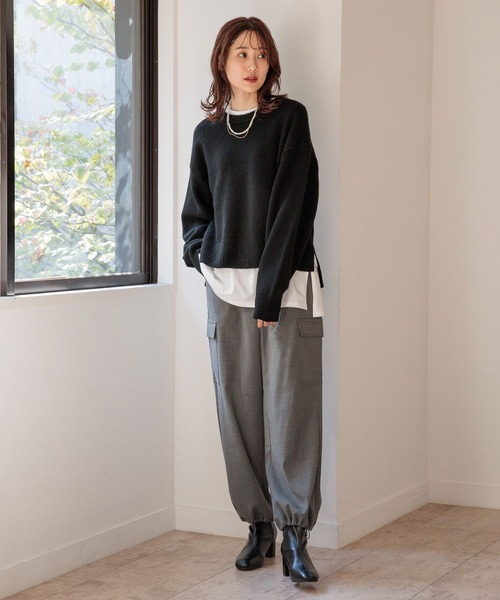 「GLOBAL WORK」 カーゴパンツ LARGE ブラック レディース_画像2