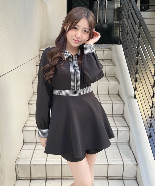 アーベーセーアンフェイス　abc une face シャツ　花柄　トップス　Ｍ abc une face（アーベーセーアンフェイス）の「タイ付き2WAYブラウス