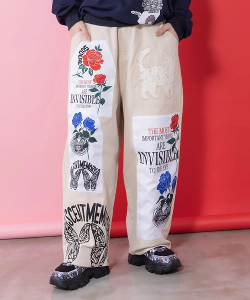 ScoLar（スカラー） パンツ アップリケパンツ レディース : ZOZOTOWN