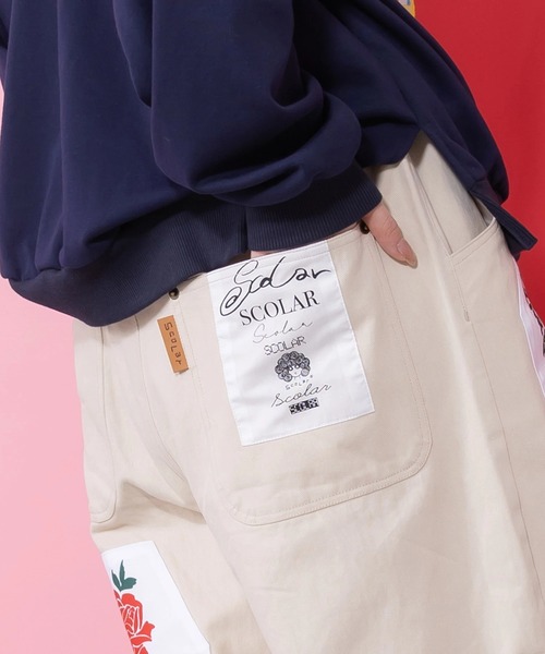 ScoLar（スカラー） ワイドパンツ パンツ アップリケパンツ レディース