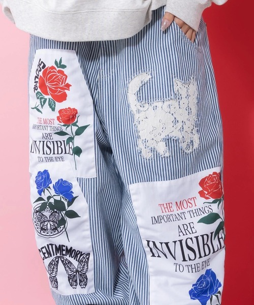 ScoLar（スカラー） ワイドパンツ パンツ アップリケパンツ レディース