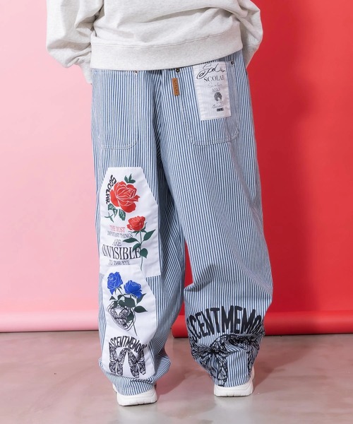 ScoLar（スカラー） ワイドパンツ パンツ アップリケパンツ レディース