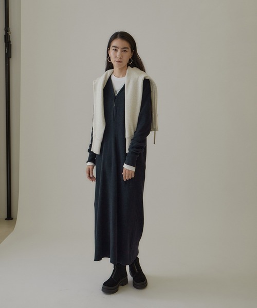 「SALON adam et rope'」 長袖ワンピース FREE グレー レディース_画像5