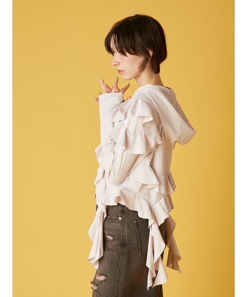 パーカー 「UVカット」フリルパーカー/マシンウォッシャブル レディースの画像