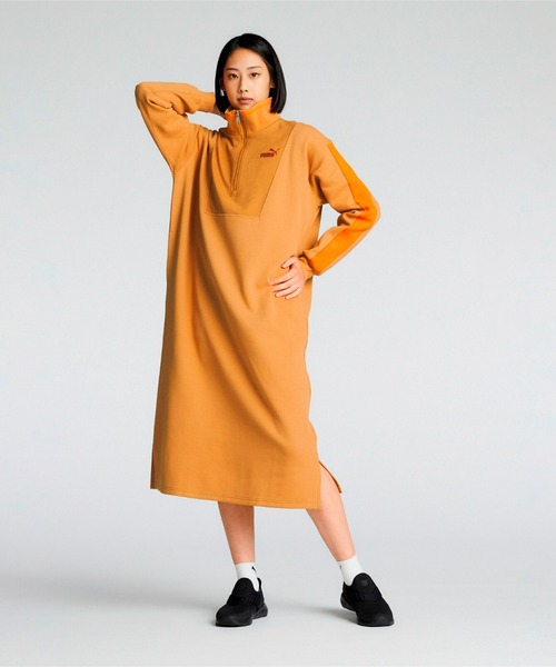 PUMA（プーマ） 長袖ワンピース SMALL モカ レディース : ZOZOTOWN 