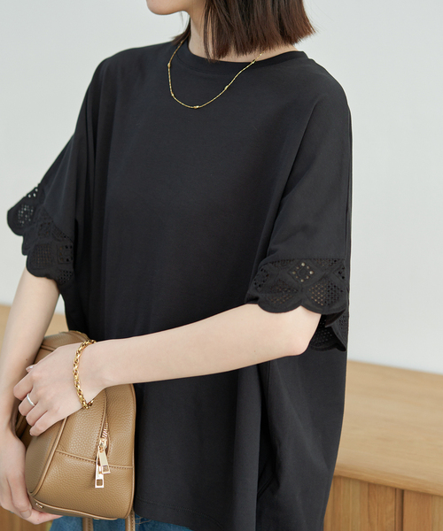 SLOBE IENA（スローブイエナ） tシャツ 「WEB限定/追加」レースコンビ