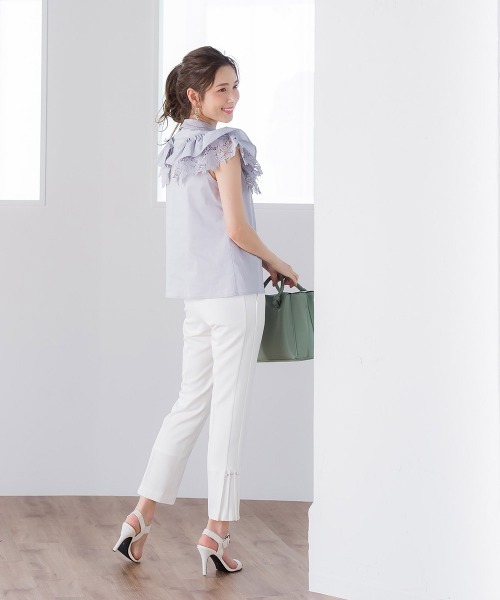 「QUEENS COURT」 クロップドパンツ M ネイビー レディース_画像5