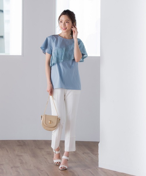 「QUEENS COURT」 クロップドパンツ M ネイビー レディース_画像9