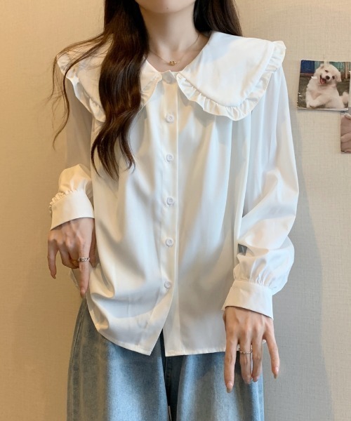 Emilie ブラウス シャツ フリルビッグカラーブラウス レディース