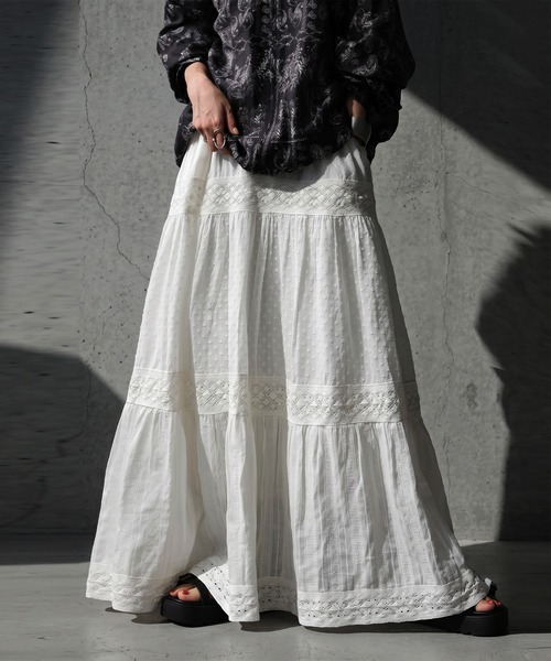 新品☆Deuxieme Classe ロングスカート インド綿　タグ付き antiqua（アンティカ） スカート インド綿 ティアード ロングスカート
