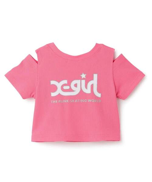X-girl Stages（エックスガールステージス） tシャツ 肩あき半袖チビT