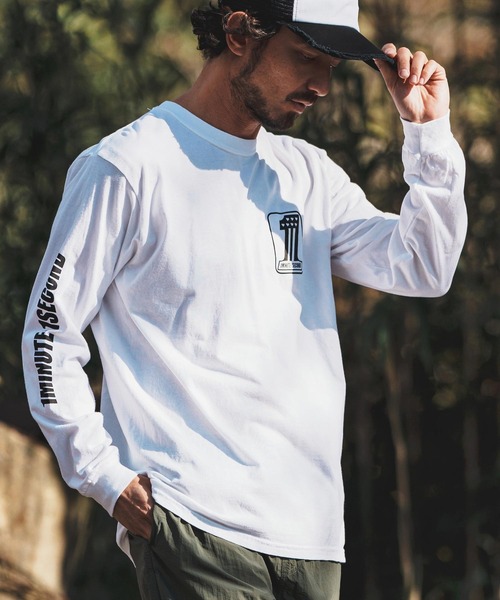 「1minute 1second」 長袖Tシャツ S ライトカーキ メンズ_画像3