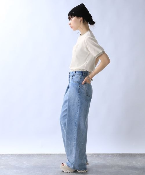 「JEANASIS」 半袖Tシャツ FREE ホワイト系その他 レディース_画像3