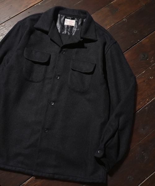 シャツ TOWNCRAFT / タウンクラフト 50S WOOL W-FLAP LOOP COLLAR SHIRT ウール オープンカラー シャツ メンズ レディース | TOWNCRAFT