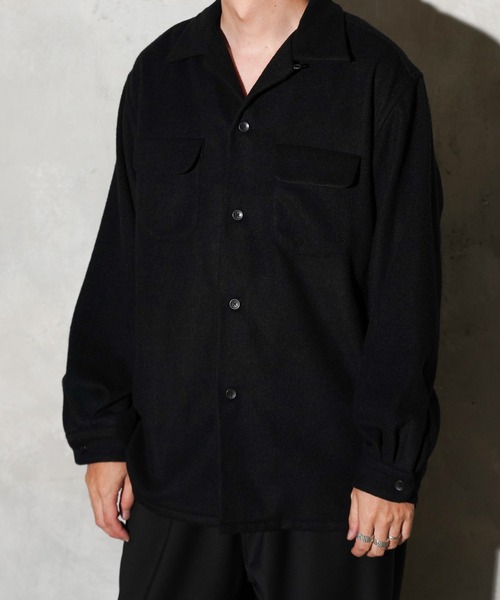 シャツ TOWNCRAFT / タウンクラフト 50S WOOL W-FLAP LOOP COLLAR SHIRT ウール オープンカラー シャツ メンズ レディース | TOWNCRAFT | 04