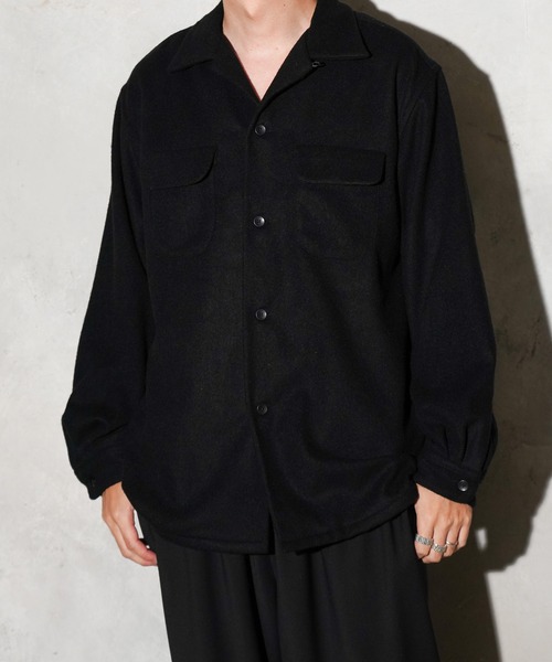 シャツ TOWNCRAFT / タウンクラフト 50S WOOL W-FLAP LOOP COLLAR SHIRT ウール オープンカラー シャツ メンズ レディース | TOWNCRAFT | 05