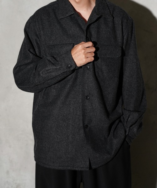 シャツ TOWNCRAFT / タウンクラフト 50S WOOL W-FLAP LOOP COLLAR SHIRT ウール オープンカラー シャツ メンズ レディース | TOWNCRAFT | 07
