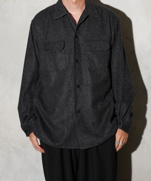 シャツ TOWNCRAFT / タウンクラフト 50S WOOL W-FLAP LOOP COLLAR SHIRT ウール オープンカラー シャツ メンズ レディース | TOWNCRAFT | 08