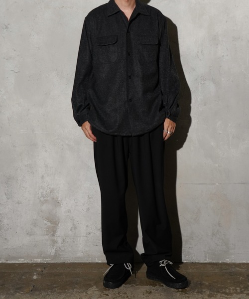 シャツ TOWNCRAFT / タウンクラフト 50S WOOL W-FLAP LOOP COLLAR SHIRT ウール オープンカラー シャツ メンズ レディース | TOWNCRAFT | 09