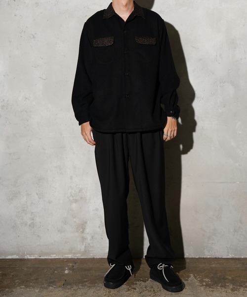 シャツ TOWNCRAFT / タウンクラフト 50S WOOL W-FLAP LOOP COLLAR SHIRT ウール オープンカラー シャツ メンズ レディース | TOWNCRAFT | 12