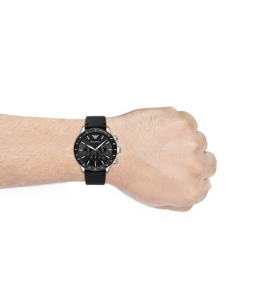 時計 EMPORIO ARMANI-AR11243 Emporio Armani AR11243 Black Dial Quartz Black Leather Strap