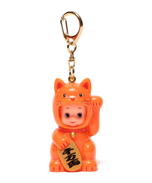 キーホルダー オビツ製作所 × BEAMS JAPAN 別注 オレンジ かぶりものキューピー キーホルダー 猫