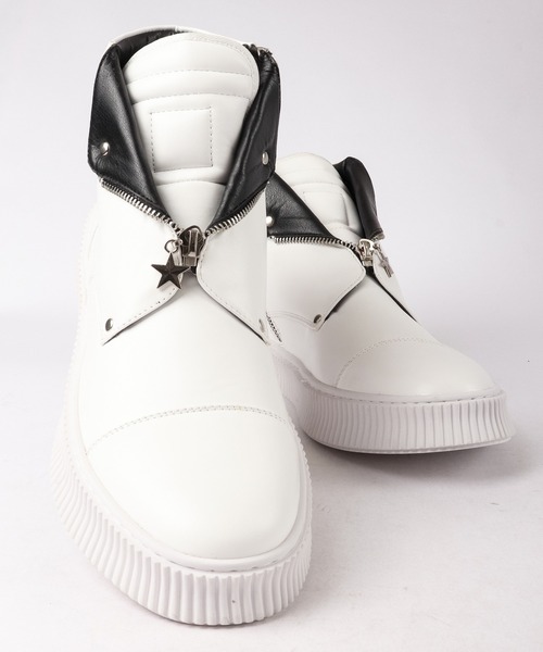 ハイカット スニーカー Unisex colorful upside down swoosh color High-cut leather