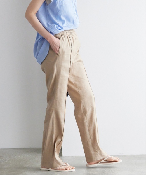 SLOBE IENA パンツ 《追加》リネンピンタックセミフレアパンツ