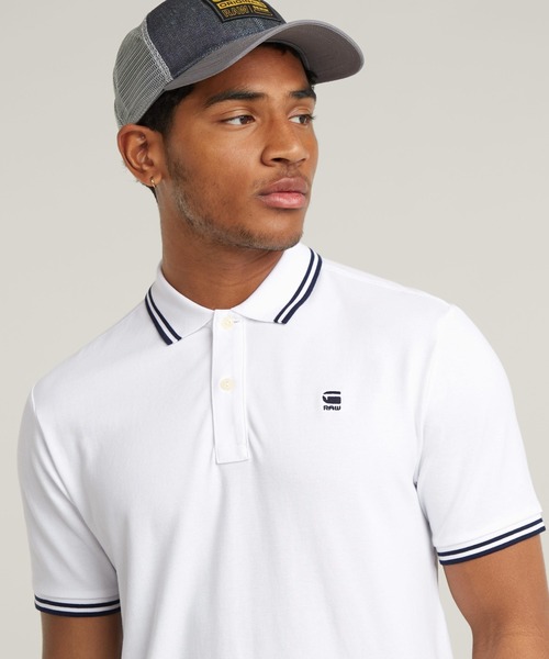 G-STAR RAW ポロシャツ DUNDA SLIM STRIPE POLO/ワンポイントロゴ