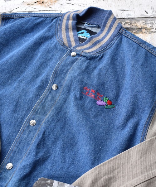 TRI MOUNTAIN　デニム　スタジャン　切替　ロゴ刺繍　中綿入り　4XL VINTAGE スタジャン 「ヴィンテージ古着」Y2K Tri Mountain