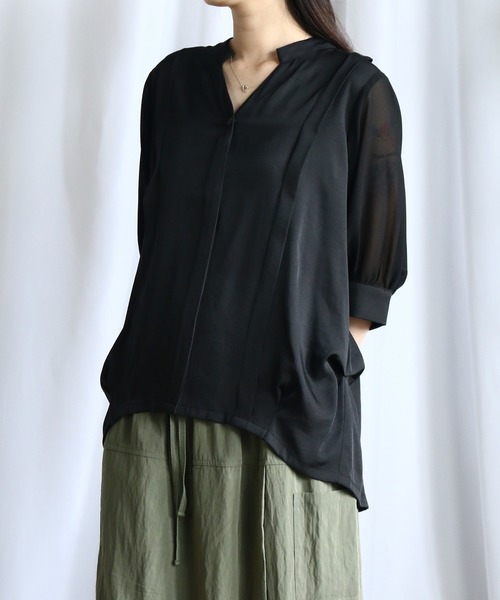 ブラウス シャツ 定番袖シアーブラウス レディース