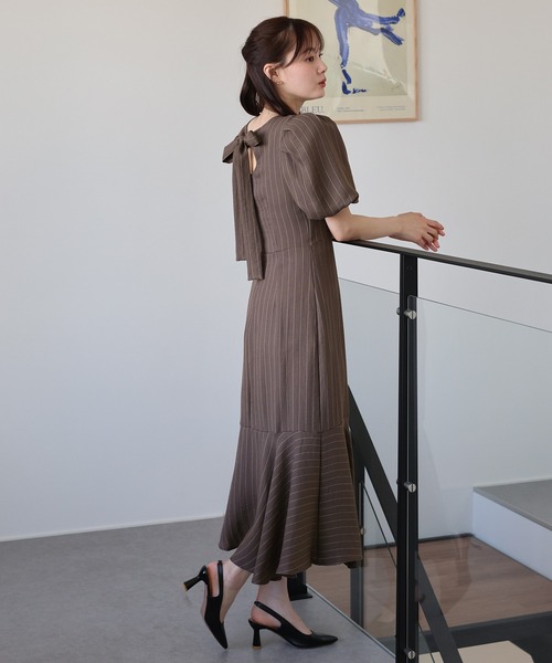 ストライプ燕尾ブラウス&amp;宝石箱のマーメイドワンピース YENNA ワンピース 「ストライプマーメイドワンピース」卒業式/入学式