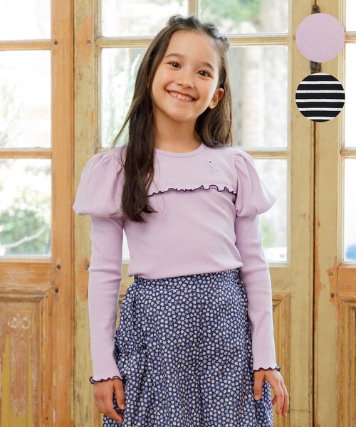 tシャツ 「110-140cm」パフスリーブ トップス キッズ 子供服 女の子 