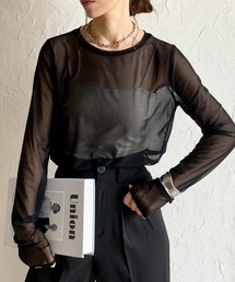 todo シースルー 長袖トップス She's Closet tシャツ クルーネック長袖シースルー/シアーロング