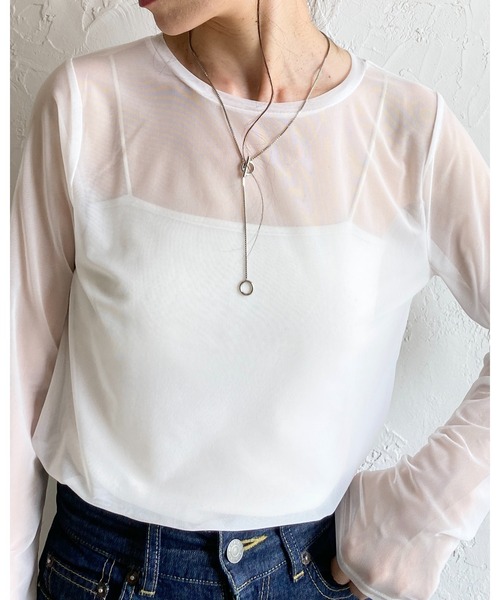 She's Closet tシャツ クルーネック長袖シースルー/シアーロング