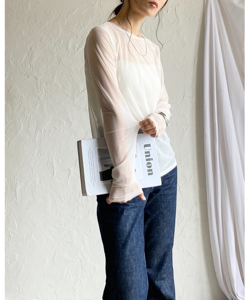 She's Closet tシャツ クルーネック長袖シースルー/シアーロング