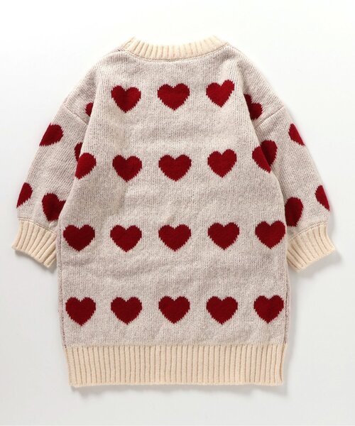 【美品】ハートモチーフニットワンピース　ニット　ウール　38 レッド 90-140】ハート柄ニットワンピース｜ELMO-こども服エルモ- – こども服ELMO
