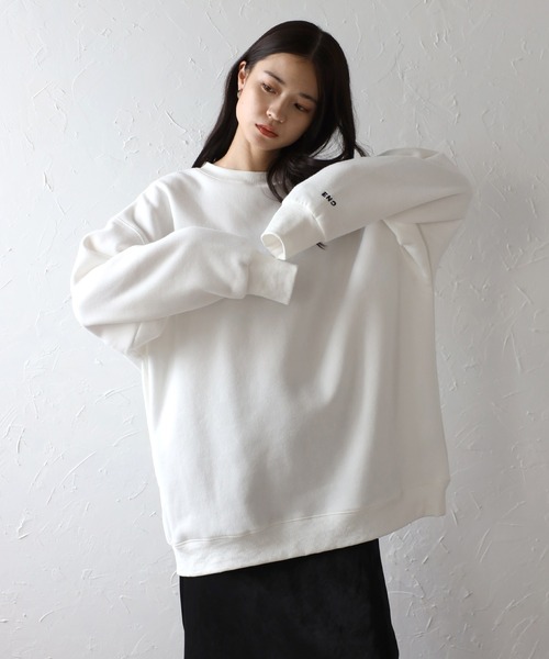 トレーナー スウェット sleeve ENC logo wool lining sweat / 裏起毛ENCロゴ刺繍スウェット レディース ENC トレーナー スウェット sleeve logo wool lining sweat / 裏