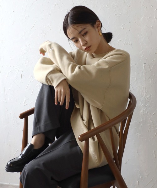 トレーナー スウェット sleeve ENC logo wool lining sweat / 裏起毛ENCロゴ刺繍スウェット レディース ENC（エンク）の「sleeve ENC logo wool lining sweat / 裏起毛