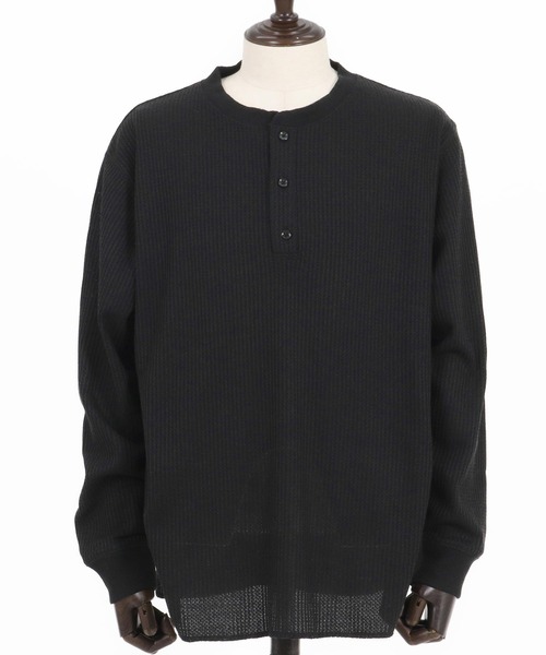 CAMBIO tシャツ mlt4968-ワッフルヘンリーネックロンT メンズ